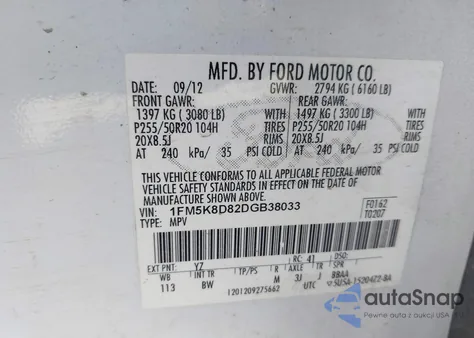2013 Ford Explorer Xlt from USA, damaged, VIN 1FM5K8D82DGB38033